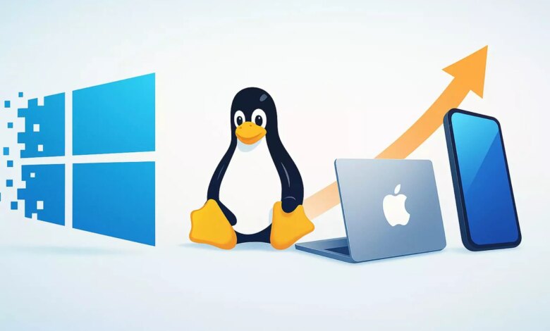 Linux surpasses 5% market share on US desktops for the first time